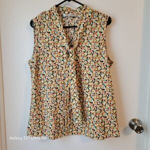 Kasper Sleeveless Blouse with Multicolor Pattern